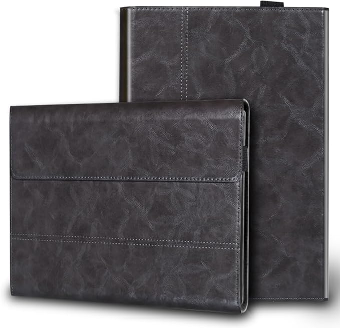 Gexmil Leather Case Compatible with Microsoft Surface Go 4/3/2/1 2023/2021/2020/2018Support Type Cover Keyboardwith Pencil Holder Magnetic ClosurePortfolio Business CoverGrey