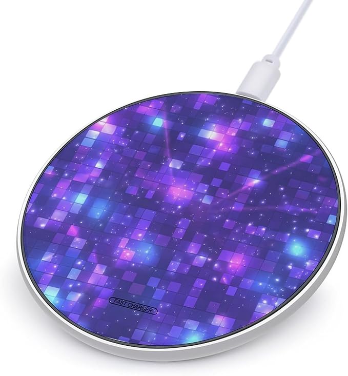 Disco Ball Sparkling Pattern Fast Portable Charger 10W Funny Graphic Phone Charging Pad with USB Cable