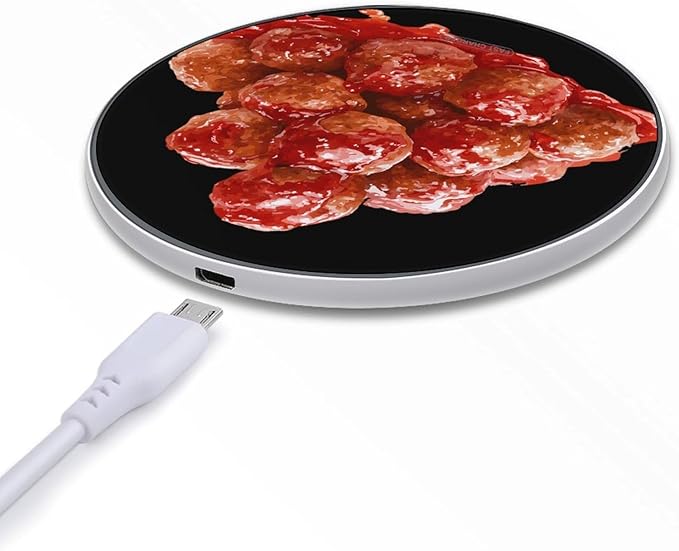 Meatballs Tomatoes Sauce Phone Charger Magnetic Charging Pad Anti-Slip with USB Cable