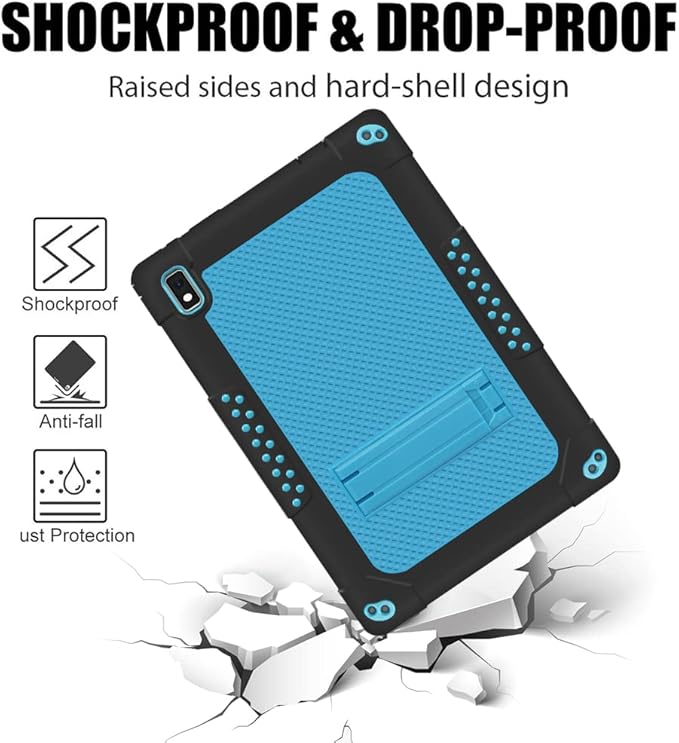 Mignova Case for Vastking KingPad K10 / Vastking KingPad K10 Pro/Vastking KingPad Z10 / for Sgin 10.1 inch Tablet Support Shoulder Strap Built in Kickstand Shockproof Shell Cover (Black+Blue)