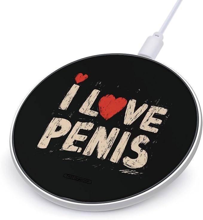 I Love Penis Grunge Fast Portable Charger 10W Funny Graphic Phone Charging Pad with USB Cable