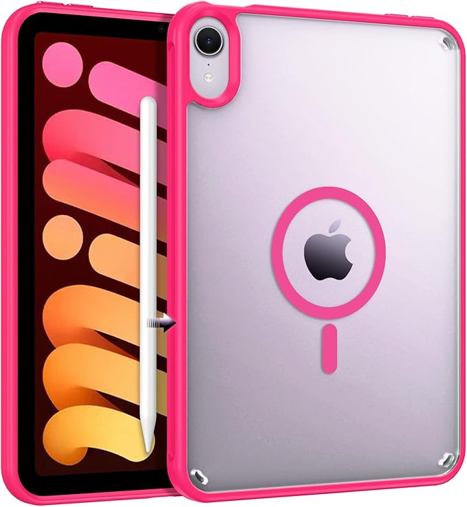 BENTOBEN for iPad Mini7 (A17 Pro) Case iPad mini 7th /6th Generation Magnetic Case (2024/2021) Translucent Matte Back Shock and Drop Protection Cover for iPad mini7/Mini6 8.3 Hot Pink