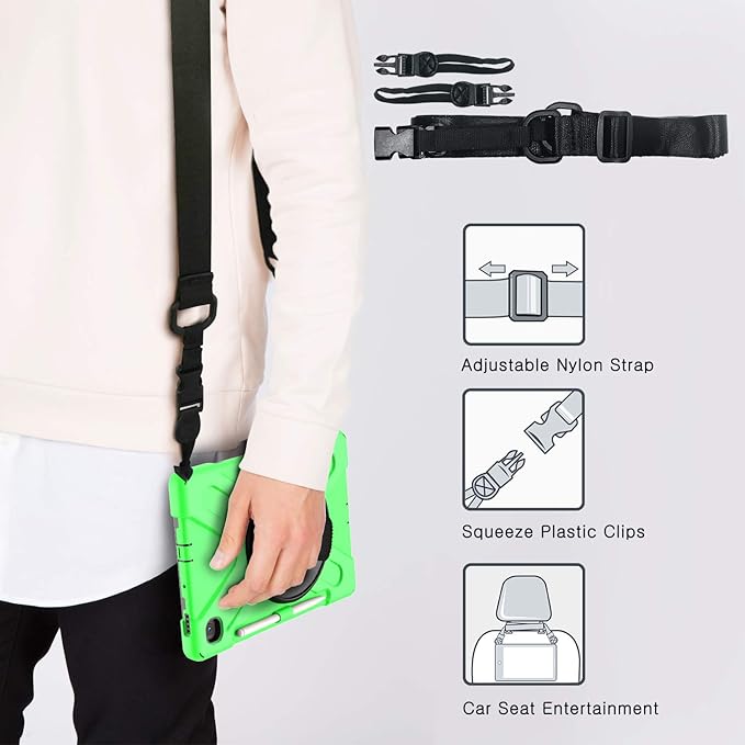 BRAECN for Samsung Galaxy Tab S6 lite Case 10.4 inch 2024/2022Rugged Shockproof Case with 360 Rotating Hand Strap&ampKickstand Shoulder Strap S Pen Holder for Samsung Galaxy Tab S6 Lite Tablet
