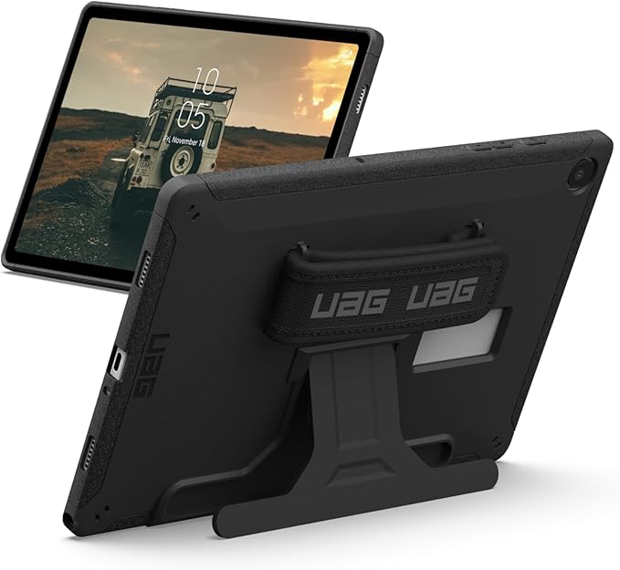 UAG Designed for Samsung Galaxy Tab A9 Plus Case 11 SM-X210 SM-X215 SM-X216 SM-X218 Scout w/Handstrap &amp Kickstand Black Rugged Military Dropproof Protective Cover by URBAN ARMOR GEAR