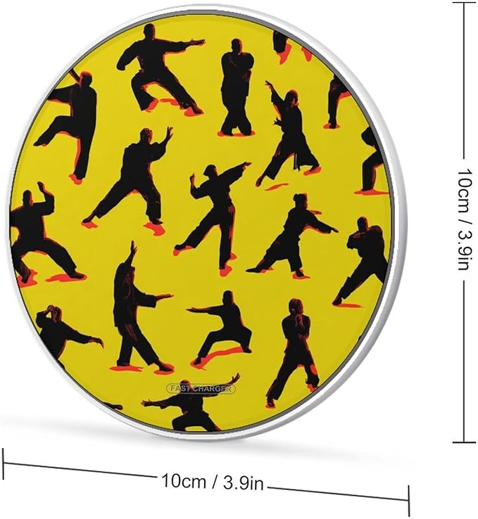 Martial Arts Silhouette Phone Charger Magnetic Charging Pad Anti-Slip with USB Cable