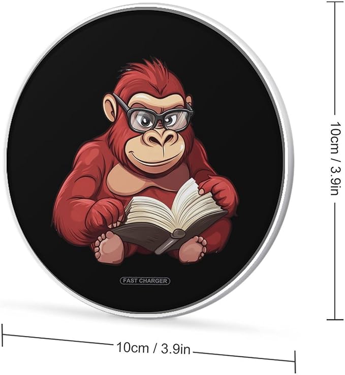 Book Lover Orangutan Wireless Charger Anti-Slip Wireless Charging Pad Slim Charger Mat for Men Women