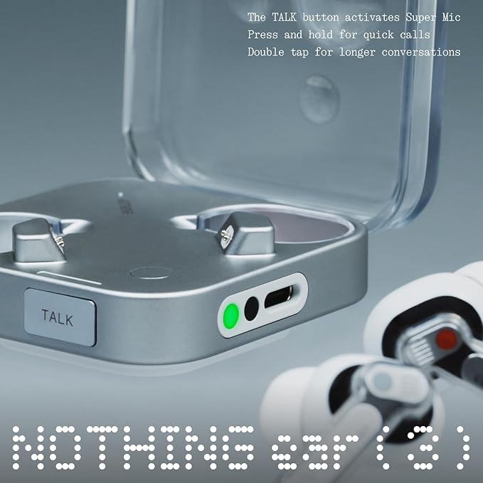 Nothing Ear (3) Wireless Earbuds Super Mic 45dB Hybrid Active Noise Cancelling Bluetooth Headphones Hi-Res 6 Mics 12mm Dynamic Bass Boost Dual Connect ANC Sport Ear Buds for iPhone Android White