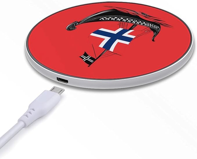 Boat Norwegian Flag Vikingship Wireless Charger Anti-Slip Wireless Charging Pad Slim Charger Mat for Men Women
