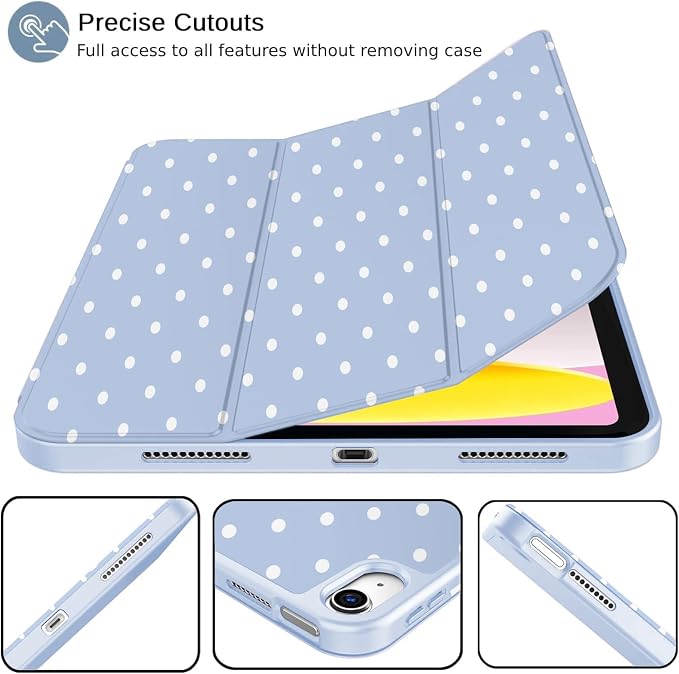 White Polka Dots Sky Blue