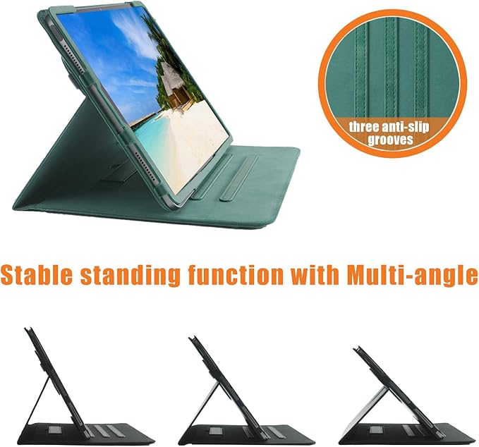 Case Compatible with Tablet iPad Air 13 inch M3 2025 iPad Air/Pro 13 M2 inch 2024Cover 360° Rotating Stand PU Leather for iPad Pro 12.9 inch 6th/5th /4th/3rd Gen Auto Wake/Sleep Green