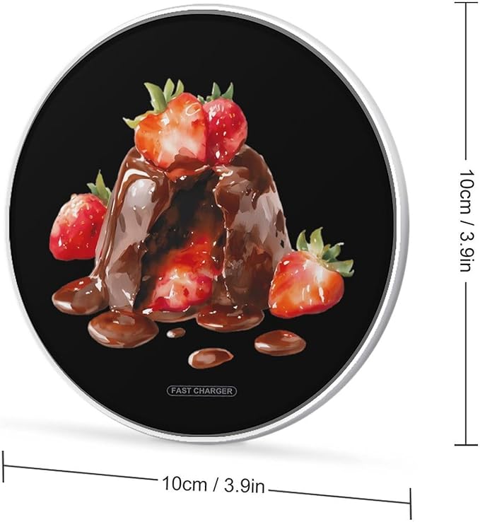 Strawberry Chocolate Flowing Fast Portable Charger 10W Funny Graphic Phone Charging Pad with USB Cable