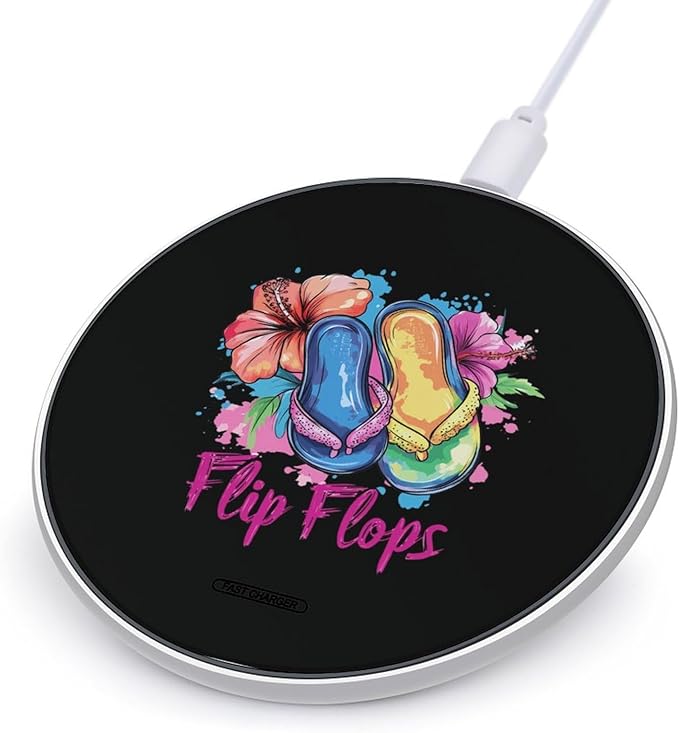 Flip Flops Flowers Wireless Charger Anti-Slip Wireless Charging Pad Slim Charger Mat for Men Women