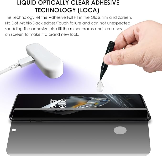 Privacy Screen Protector for OnePlus 12 Tempered Glass UV Set - 3 Pack Anti Spy 9H Hardness Scratch Resistant Fingerprint-ID Compatible Sensitive Touch