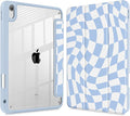 Mektron Case for 2026 iPad Air 13 inch M4 Cover Compatible 2025 iPad Air 13 inch M3 2024 iPad Air 13 inch M2 with Pencil Holder Shockproof Clear Shell Wave Striped-Blue