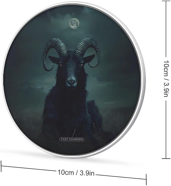 Gothic Satan Black Goat Wireless Charger Anti-Slip Wireless Charging Pad Slim Charger Mat for Men Women