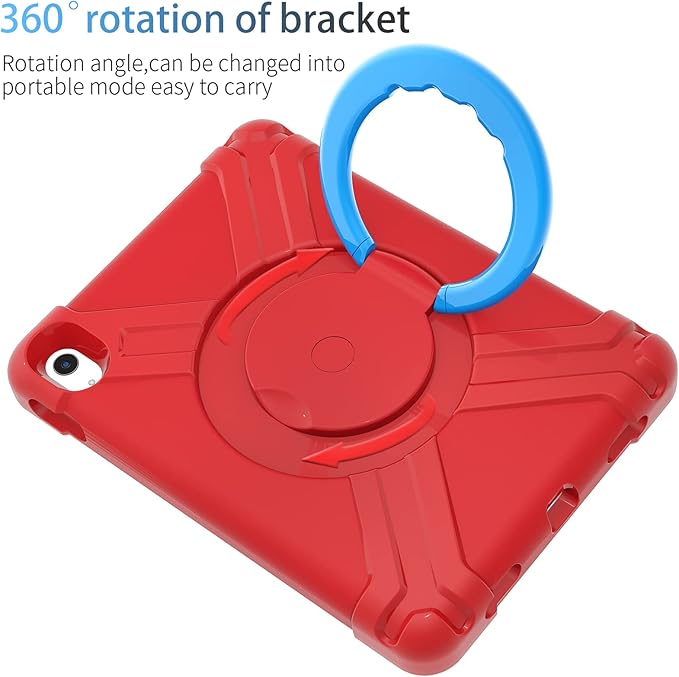 Compatible with Apple iPad Air 4 10.9/iPad Air 5 10.9 Tablet CaseRugged Kids Case with Stand Lightweight Shockproof Kids Friendly Tablet Cover Red+Blue