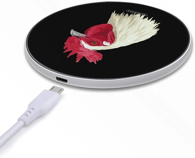 Roosters Head Fast Portable Charger 10W Funny Graphic Phone Charging Pad with USB Cable
