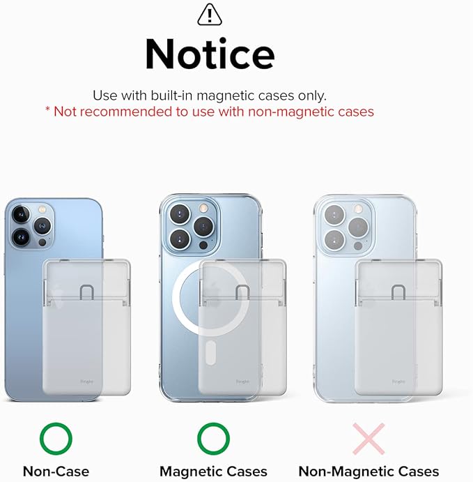 Ringke Magnetic Stand Slot Card Holder [Phone Wallet + Stand] ID &amp Credit Card Holder for Phone Case Magnetic Card Wallet Compatible with Magsafe iPhone 13 12 Pro Max Mini - Clear &amp Light