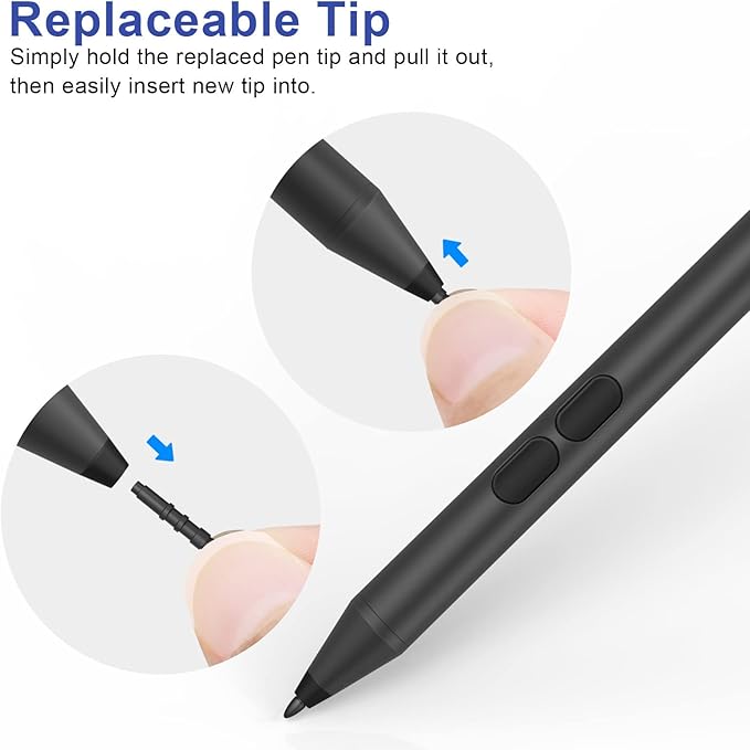 Pen Stylus for Surface Pro 11/10/9/8/X/7+/6/5/4/3/Surface 3 Surface Go 3/2/1 Surface Laptop/Studio/Book 4/3/2/1 with Palm Rejection 1024 Levels Pressure 2500h Working Hours