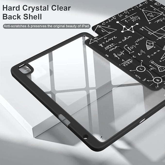Batianda Hybrid Case for iPad Air 2022 (5th Generation M1 Chip) / iPad Air 4th 2020 10.9 inch [Built-in Pencil Holder] Shockproof Cover with Clear Back Shell TPU BumperScientific Formula