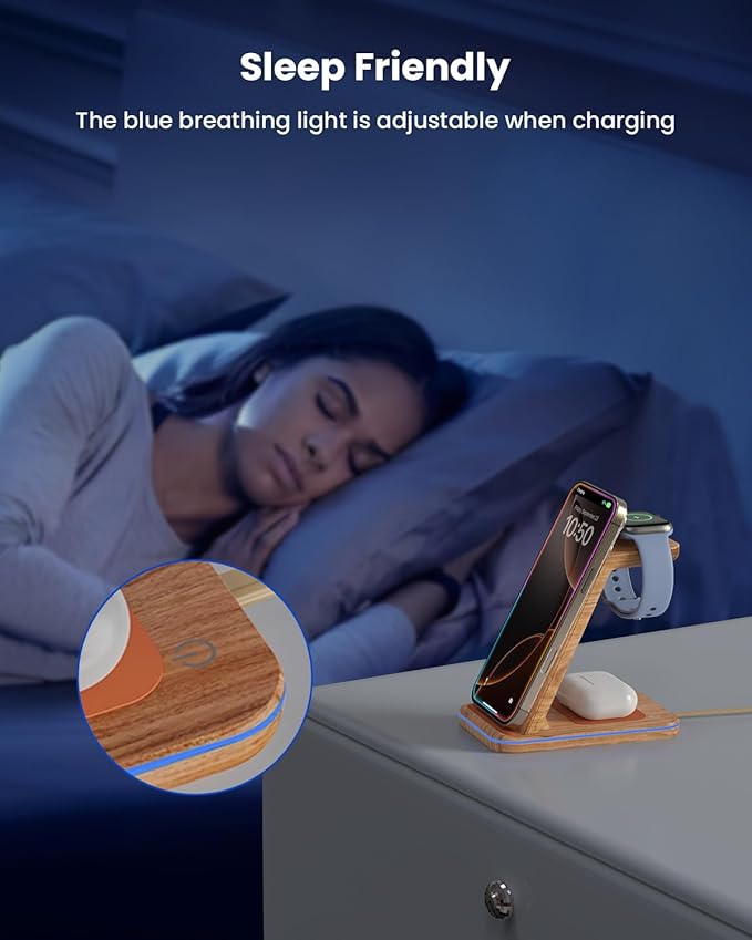 3 in 1 Wireless Charging Wireless Charger Stand for Multiple Apple Devices Wireless Charger for iPhone 17 16 15 14 13 12 11 Pro Max XS XR 8 Apple Watch 11 9 8 7 6 SE 5 4 3 2 AirPods 3/2/Pro