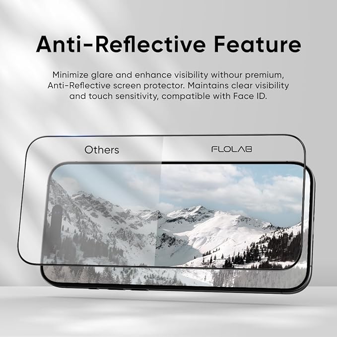 FLOLAB NanoArmour ONETIME PRO for iPhone 17 Air Screen Protector Anti-Reflective PolarSpectra Anti-Rainbow 3D Tempered Glass Edge Reinforced Easy Install Smooth
