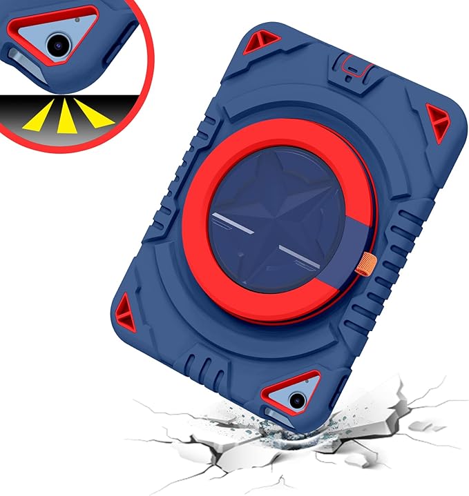 XZC Case for iPad (A16) 11th Generation 11 Inch 2025/ iPad 10th Generation 10.9 Inch 2022 Heavy Duty Shockproof Rugged Cover with Rotating Stand/Pencil Holder/Carrying Shoulder Strap (Blue 3)