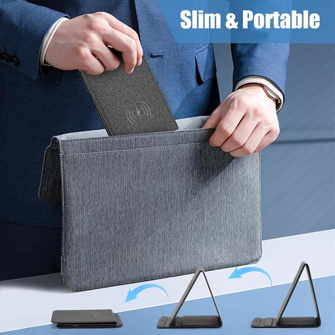 Portable Phone Holder Wireless Charger Foldable Phone Charger 15W Fast Mini Wireless Charging Compatible with iPhone 15 14 13 12 Pro XS 8 Plus Samsung Galaxy S23 S22 S21 Note 20 etc.