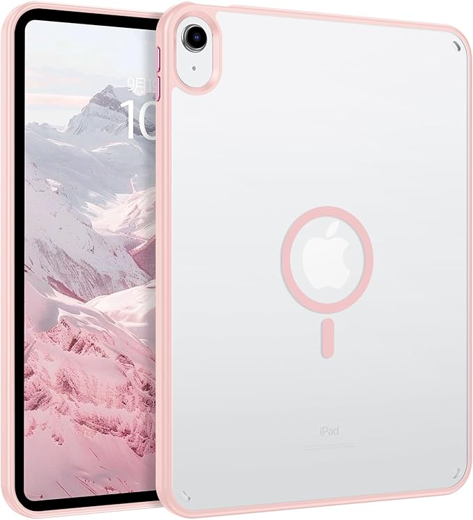 YINLAI Case for iPad (A16) 11th Generation 11 Inch 2025 iPad 10th Generation 10.9 Inch 2022 Magnetic [Compatible with Magsafe] Slim Translucent Matte Men Shockproof Protective Back Cover Light Pink