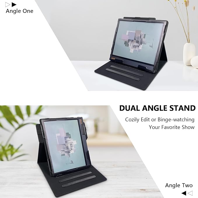 E NET-CASE Case for 10.3 Boox Note Air4 C (2024)/Boox Note Air3 C/Air3 B/W Tablet (2023) New Upgraded Design 360 Degree Rotating Stand Cover with Pen Holder/Hand Strap Auto Sleep/Wake (Black)