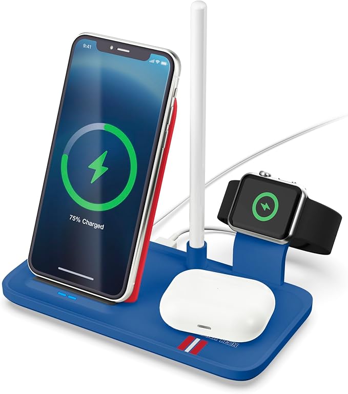 SOAR NCAA 4-in-1 Wireless Charging Docking Station: Fast Charge for iPhone Apple Watch Air Pods &amp Apple Pencil
