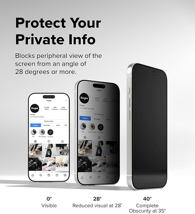 Ringke Easy Slide Privacy Tempered Glass [Anti Spy] Compatible with iPhone Air Screen Protector Easy to Install Case Friendly Privacy Screen Protector - 2 Pack