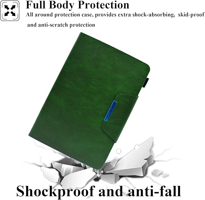 Folio Case for Amazon Kindle Fire HD 8/Fire HD 8 Plus (12th/10th Generation 2024/2022/2020) 8 UUcovers PU Leather Magnetic Smart Cover with Stand/Pencil Holder/Pockets [Auto Sleep/Wake] Green