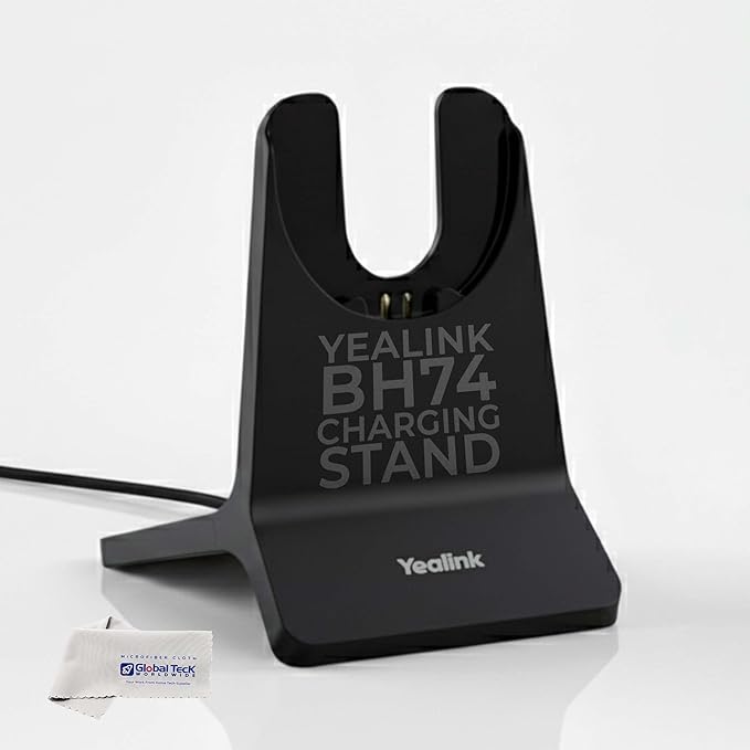Yealink BH74 Charging Stand for BH74 &amp WH68 Hybrid Bluetooth Wireless Headsets – Fast Charger Dock with 1.2m USB-A Cable Compact Design for Desk Organization For Office &amp Hybrid Work with Cl