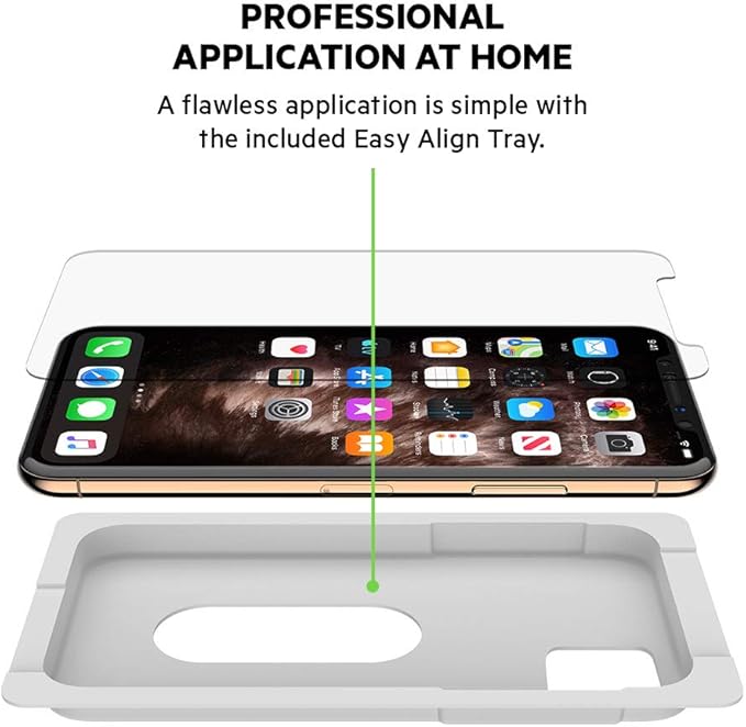 Belkin Screen Protector for Apple iPhone 11 Pro Max or iPhone XS Max with Antimicrobial-Treated and Included Easy Align Tray for Simple Bubble Free Installation ScreenForce TemperedGlass