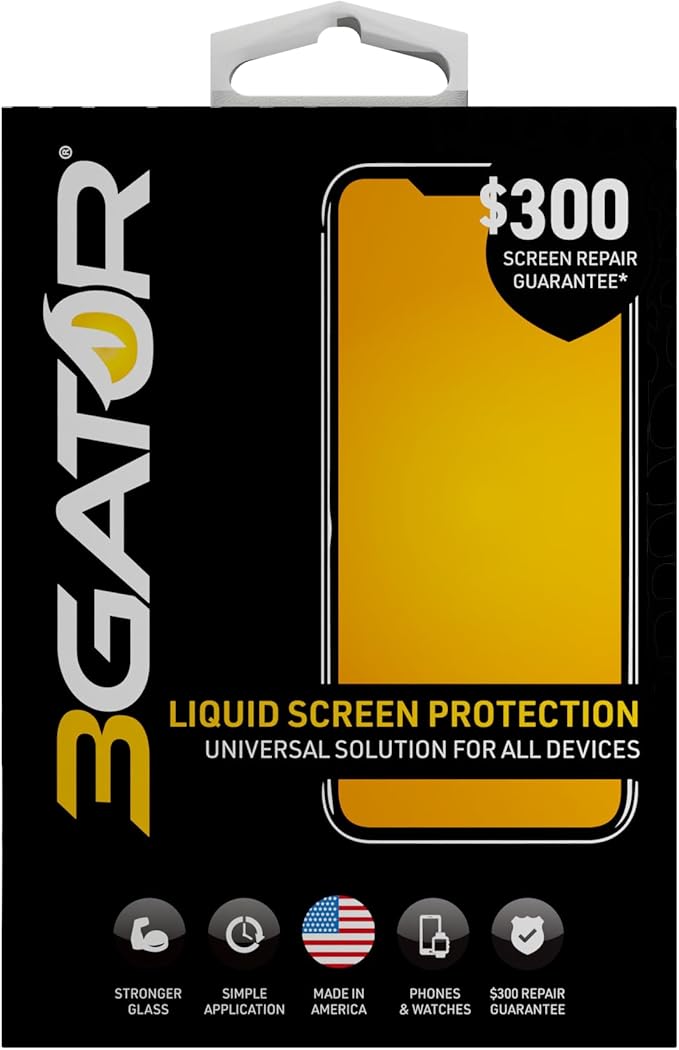 3GATOR by cellhelmet Liquid Glass Wipe On Extreme Glass Protection with $300 Repair Protection Guarantee | Made in the USA | Universal Screen Protector for Phones Smart Watches and Tablets | Scratch