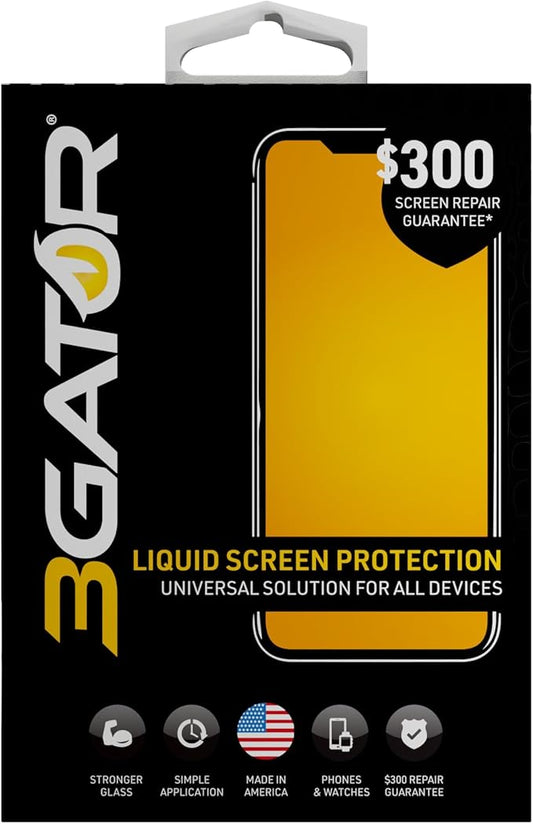 3GATOR by cellhelmet Liquid Glass Wipe On Extreme Glass Protection with $300 Repair Protection Guarantee | Made in the USA | Universal Screen Protector for Phones Smart Watches and Tablets | Scratch