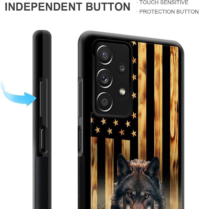 Wolf American Wood Grain Flag