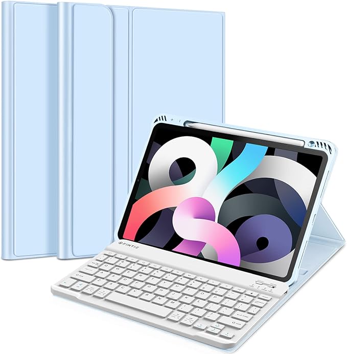 Fintie Keyboard Case for iPad Air 11-inch M4/M3/M2 (2026/2025/2024) iPad Air 5th/4th Generation (2022/2020) 10.9 Inch - Soft TPU Cover w/Magnetically Detachable Bluetooth Keyboard Sky Blue