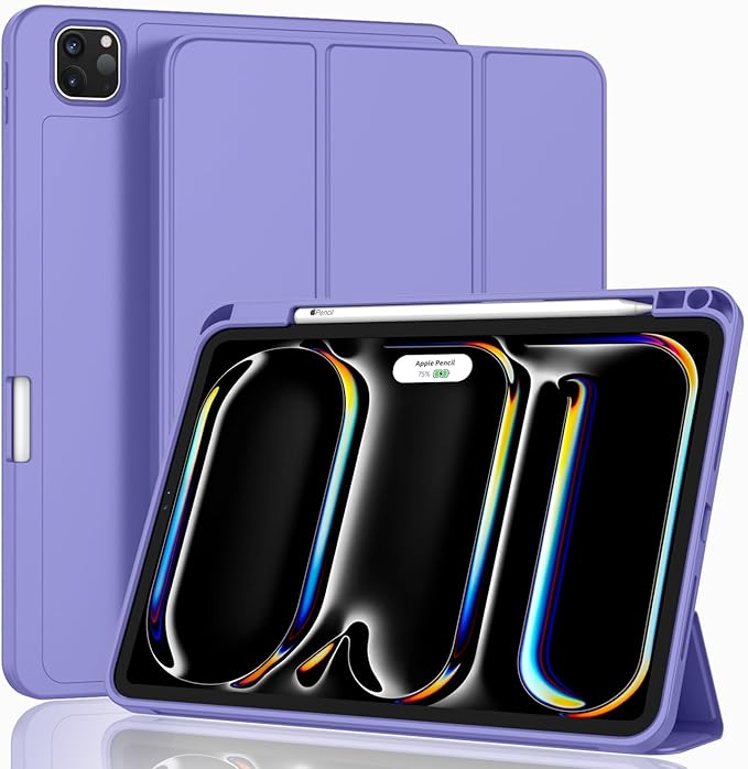 ZryXal iPad Pro 11 Inch Case (M5) 2025/ (M4) 2024 (Model: A2836/A2837/A3006) Trifold Stand Smart Cover with Pencil Holder and Soft TPU Back Auto Wake/Sleep (Slate Blue)
