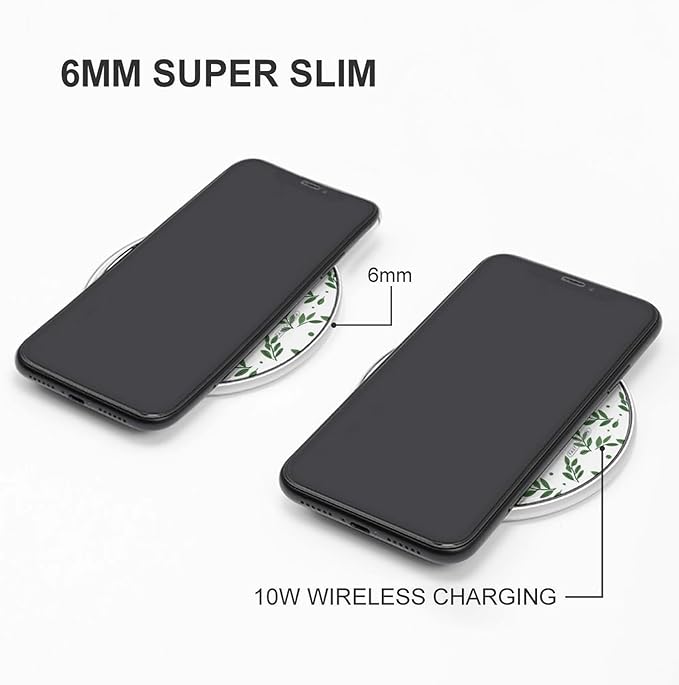 Cute Leopard Leaf Wireless Charger Anti-Slip Wireless Charging Pad Slim Charger Mat for Men Women