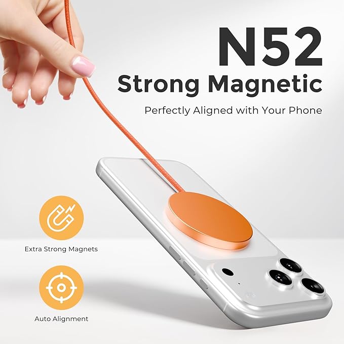 25W Magnetic Wireless Charging Pad: Qi2.2 Qi2 MagSafe Fast Charger for iPhone Air 17e 17 16 15 14 Pro Max Samsung Galaxy S26 S25 Google Pixel 10 &amp AirPods Gift Ideal for Desk Travel (Orange 2P