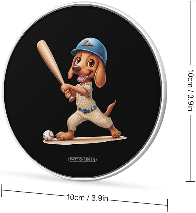 Dachshund Baseball Wireless Charger Anti-Slip Wireless Charging Pad Slim Charger Mat for Men Women