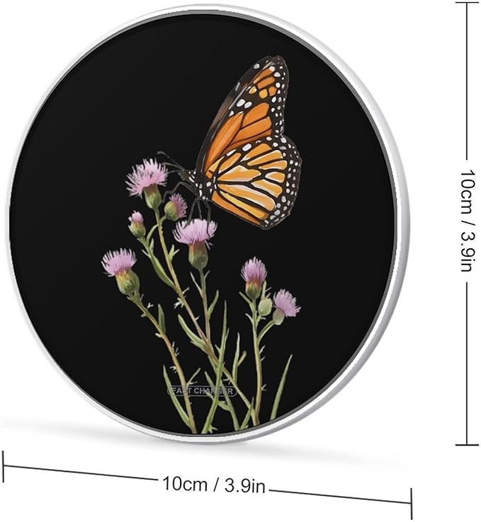 Monarch Butterflies Aspen Thistle Fast Portable Charger 10W Funny Graphic Phone Charging Pad with USB Cable