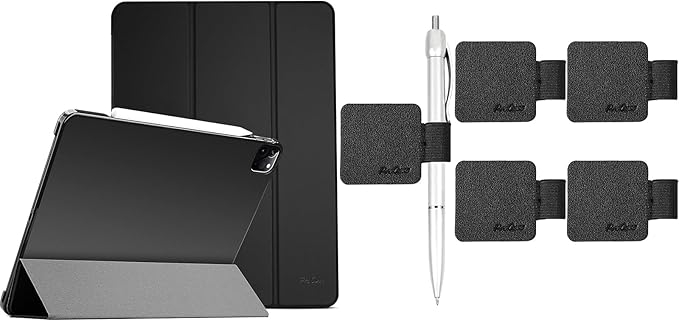 ProCase Smart Case for iPad Pro 12.9 2022/2021/2020/2018 Bundle with 5 Pack Pen Loop Holder for Notebooks Journals Planners Tablet Case