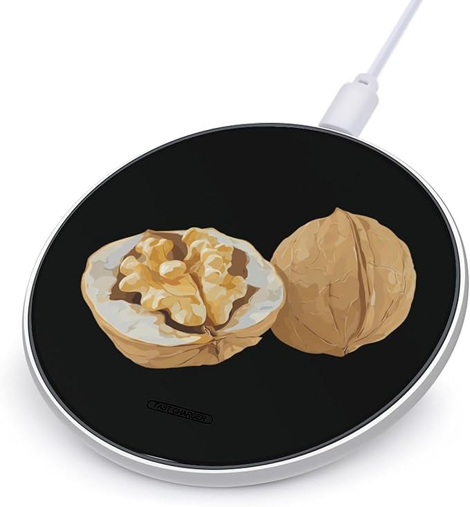 Walnut Nut Fast Portable Charger 10W Funny Graphic Phone Charging Pad with USB Cable
