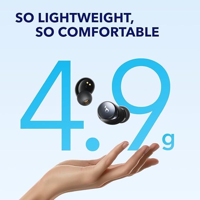 Soundcore by Anker Space A40 Adaptive Active Noise Cancelling Wireless Earbuds Reduce Noise by Up to 98% Ultra Long 50H Playtime 10H Single Playtime Hi-Res Sound Comfortable Fit Wireless Charge