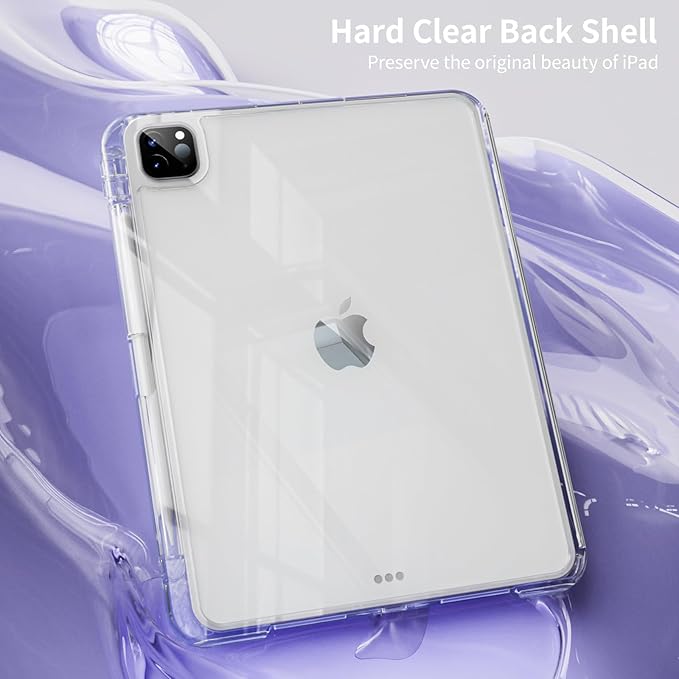 Case for iPad Air 13 Inch M3/M2 (2025/2024) &amp Pro 12.9 Inch 6th/5th/4th/3rd Generation 2022/2021/2020/2018 with Pencil Holder2 in 1 Detachable Trifold Sliding Cover with Clear Back Shell Purple