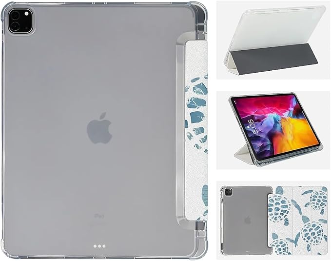 Green Sea Turtles Case Compatible with iPad 9th 8th 7th Generation 10.9 Inch 2021/2019/2018Funny Cover with Trifold Stand + Pencil Holder for Boys GirlsiPad Pro 11inch 2024