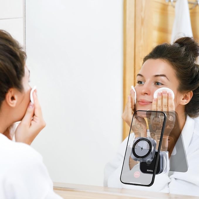 15W Vacuum Wireless Charger Holder Suction Cup Car Charger Stand for iPhone 17 16 15 14 13 12&amp Android Foldable Magnetic Phone Mount Use in Mirror/Dashboard/Windshield